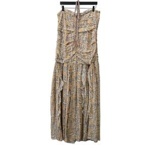 Veronica Beard Yellow & Blue Paisley Ruffle Maxi Halter Lucine Dress Size 14
